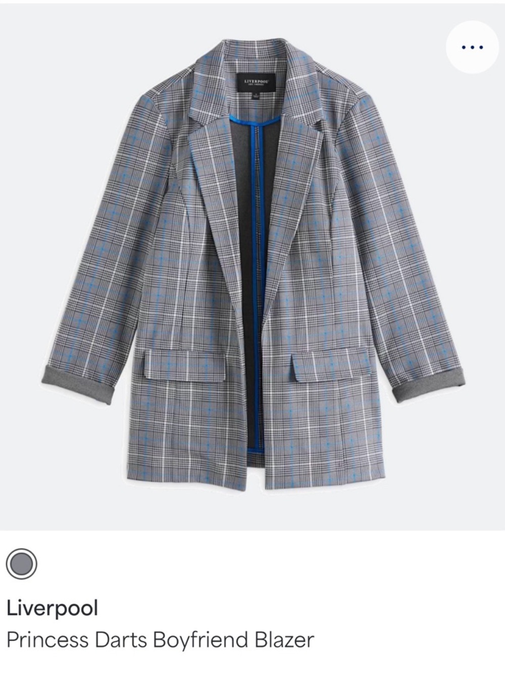 Liverpool Gray Plaid Blazer with Blue Windowpane Accents
